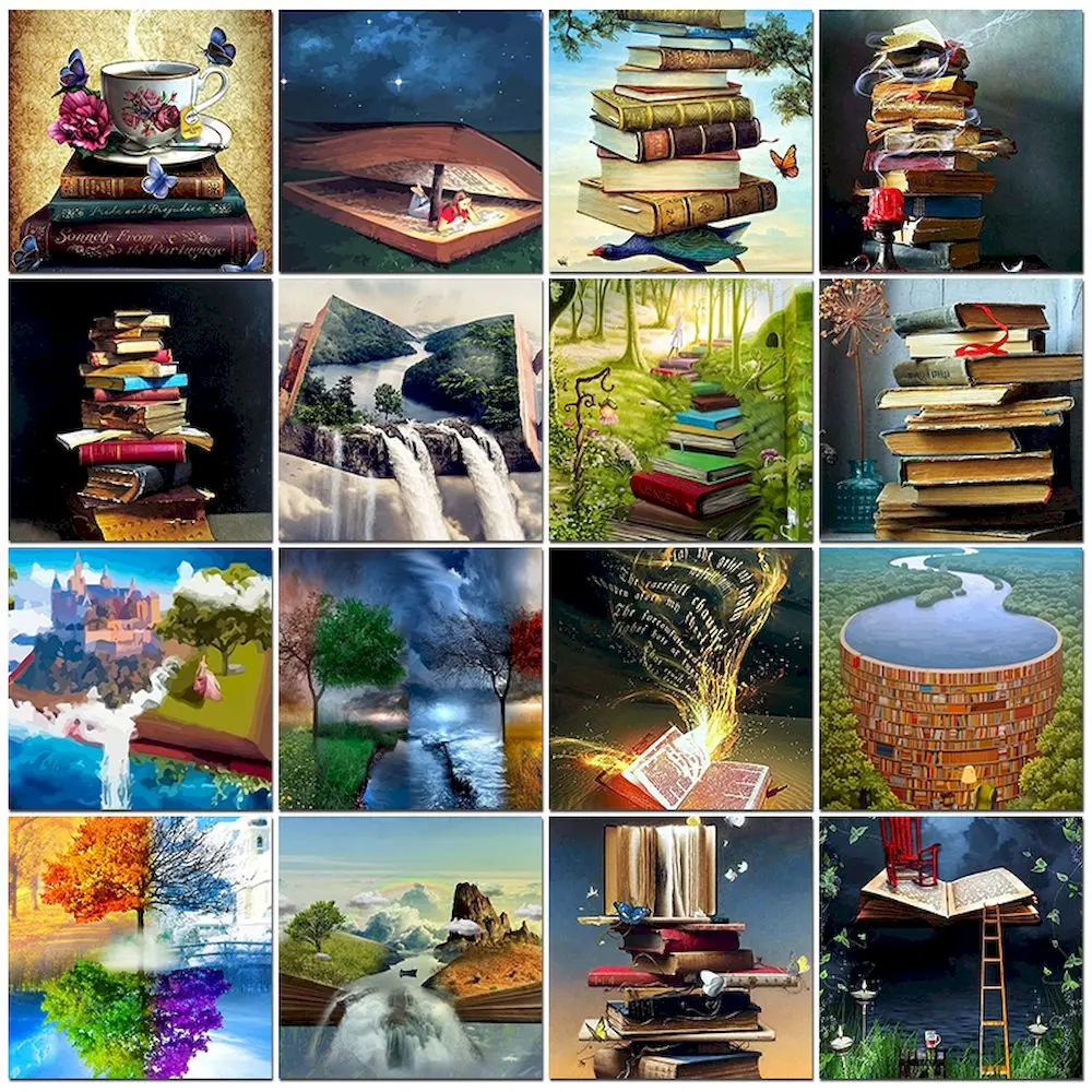 PhotoCustom Malen nach Zahlen Landschaft Diy Bilder nach Zahlen Buch Kit handgemaltes Malen nach Zahlen auf Leinwand für Heimdekoration