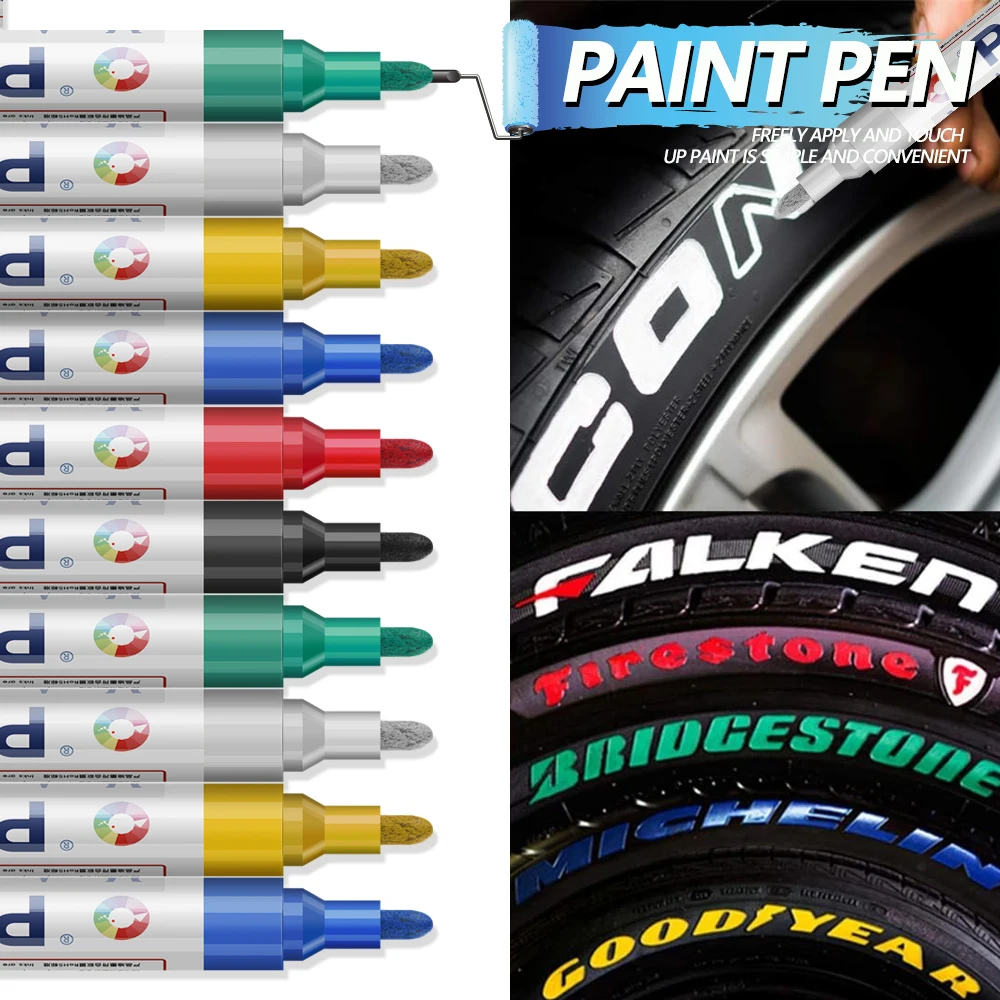 1 Pcs Colorful Waterproof Cars Wheel Tire Oily Mark Pen Auto Rubber Tyre Paint Pen Cd Metal Permanent Paint Marker Graffiti Pens