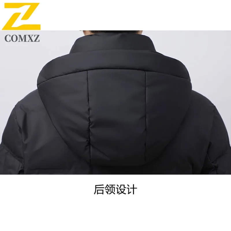 COMXZ 2025 Winter Warm Thick White Duck Down Coat Detachable Hood Windproof Waterproof Lightweight Shiny Outdoor Sport Coat​