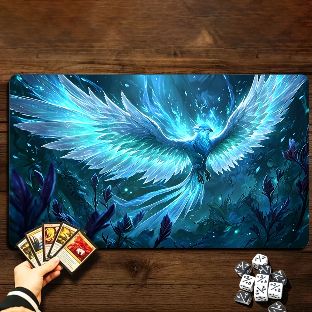 Forest Magic Phoenix TCG Playmat Magic Playmat Gathering Gaming Mat Stitched Edge Anti-slip base 60X35cm Trading Card Game