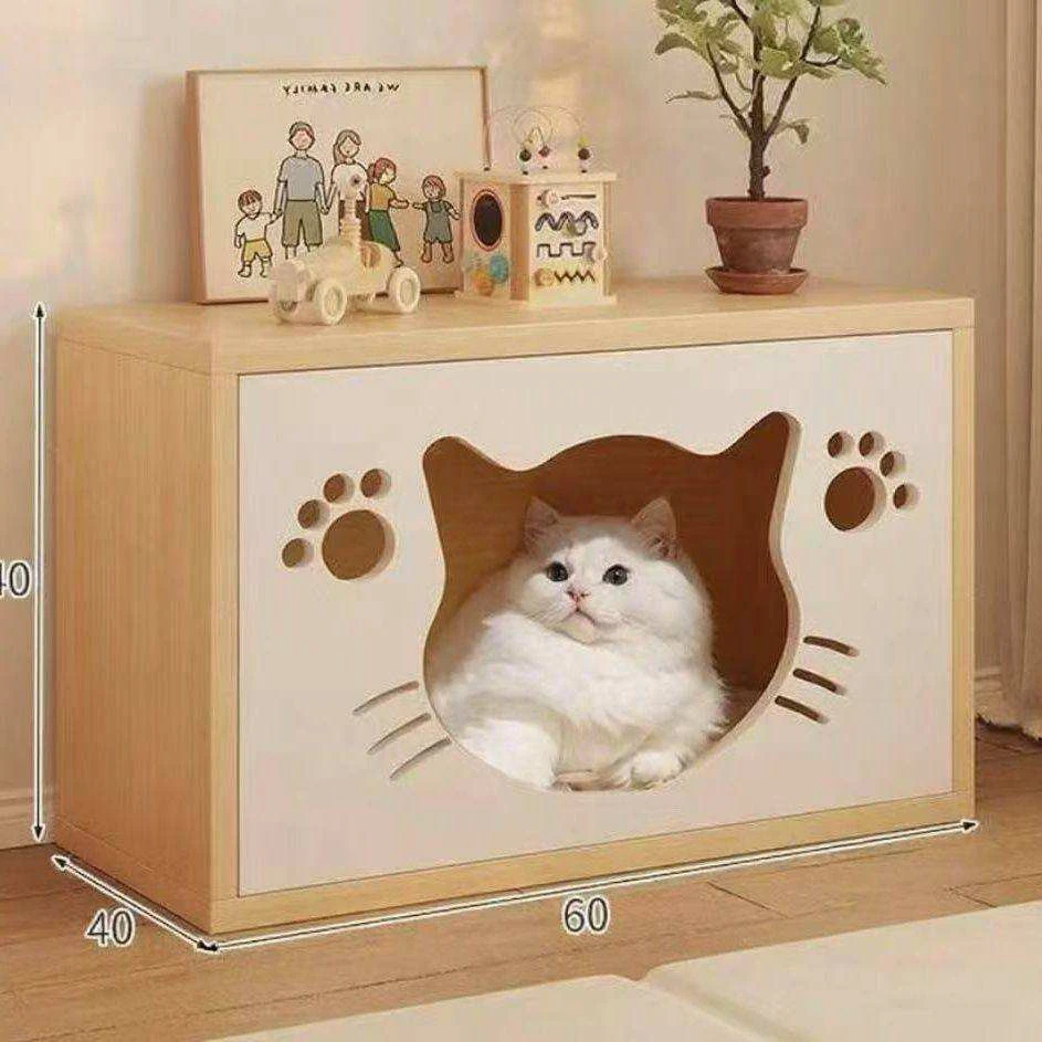 & MDF Simple Durable Wooden Modern Storage Cabinet Living Room Side Cabinet with Integrated Cat Dog