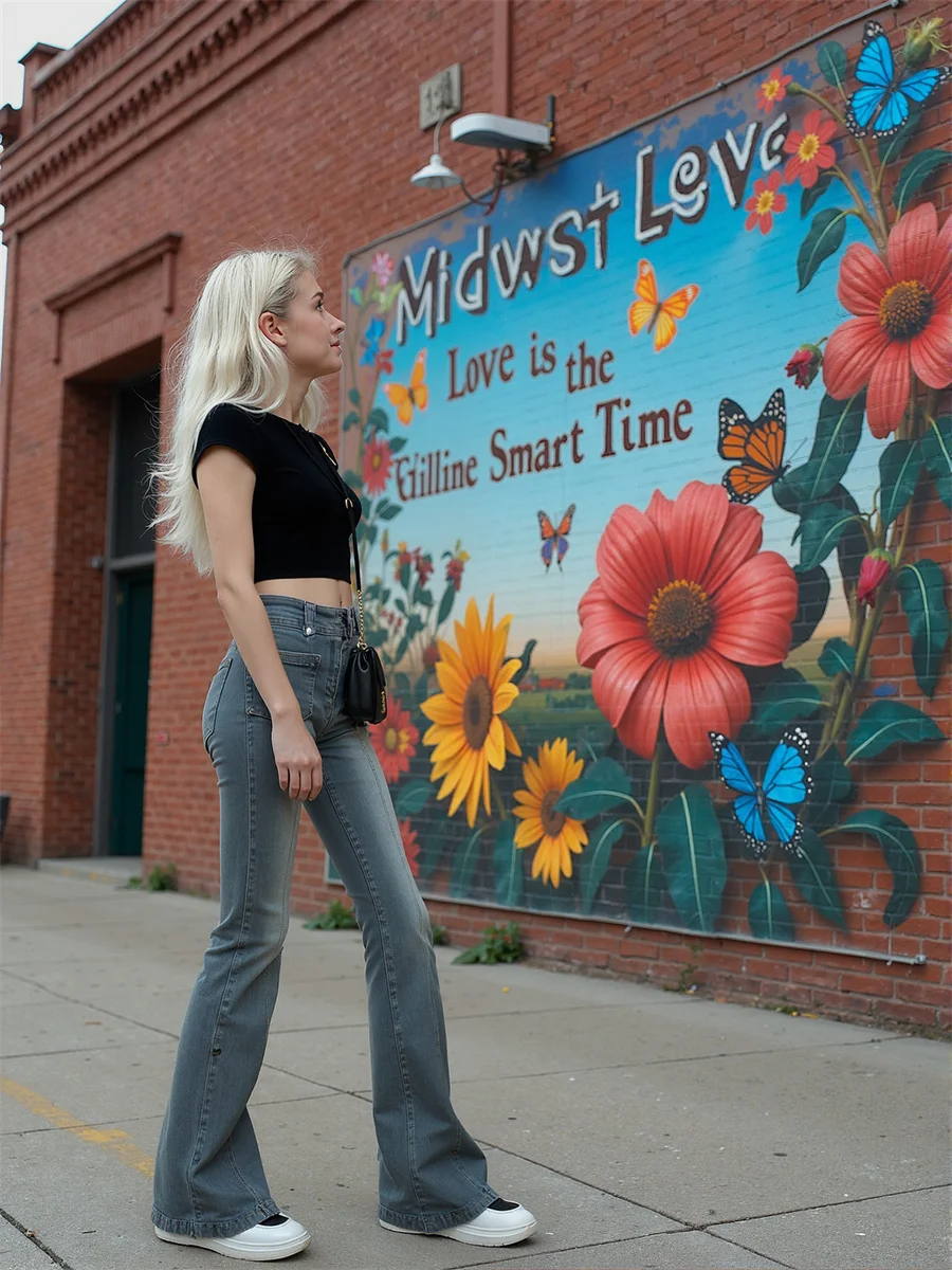 Flare Slim Skinny Floor Jeans Damen Patchwork Hohe Taille Ausgestelltes Bein Plissee Baggy Gestickte Passform Vintage Pocket Chic