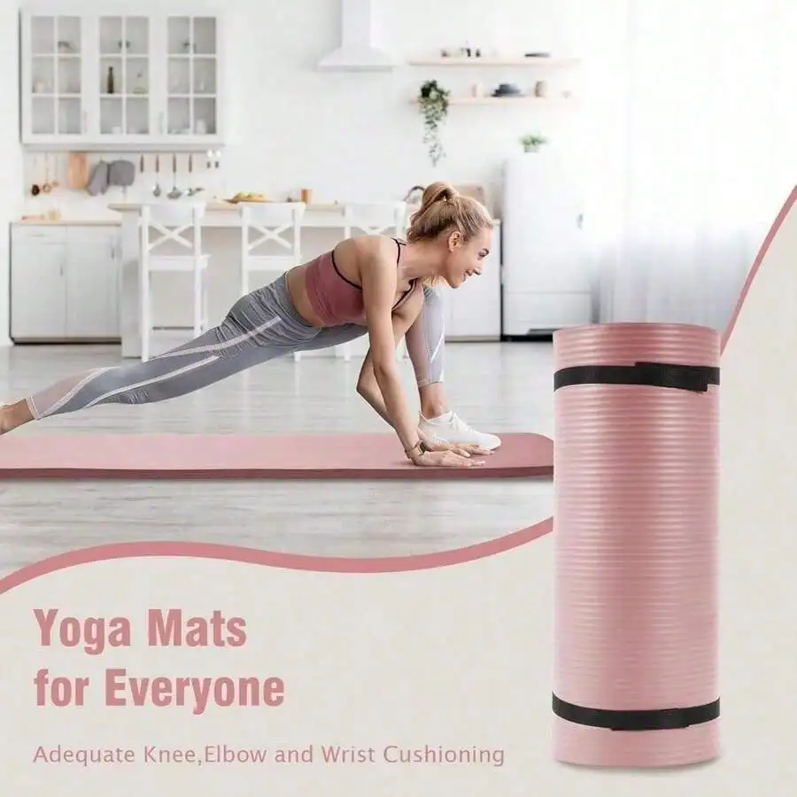 BalanceFrom Yoga Mat 1-Inch Extra Thick High-Density Exercise Mat With Non-Slip Surface & Carry Strap For Men & Women Tear-Resistant Pilates Workout Mat For Home Gym, Floor Fitness, Multiple Colors ST260410143267179737153