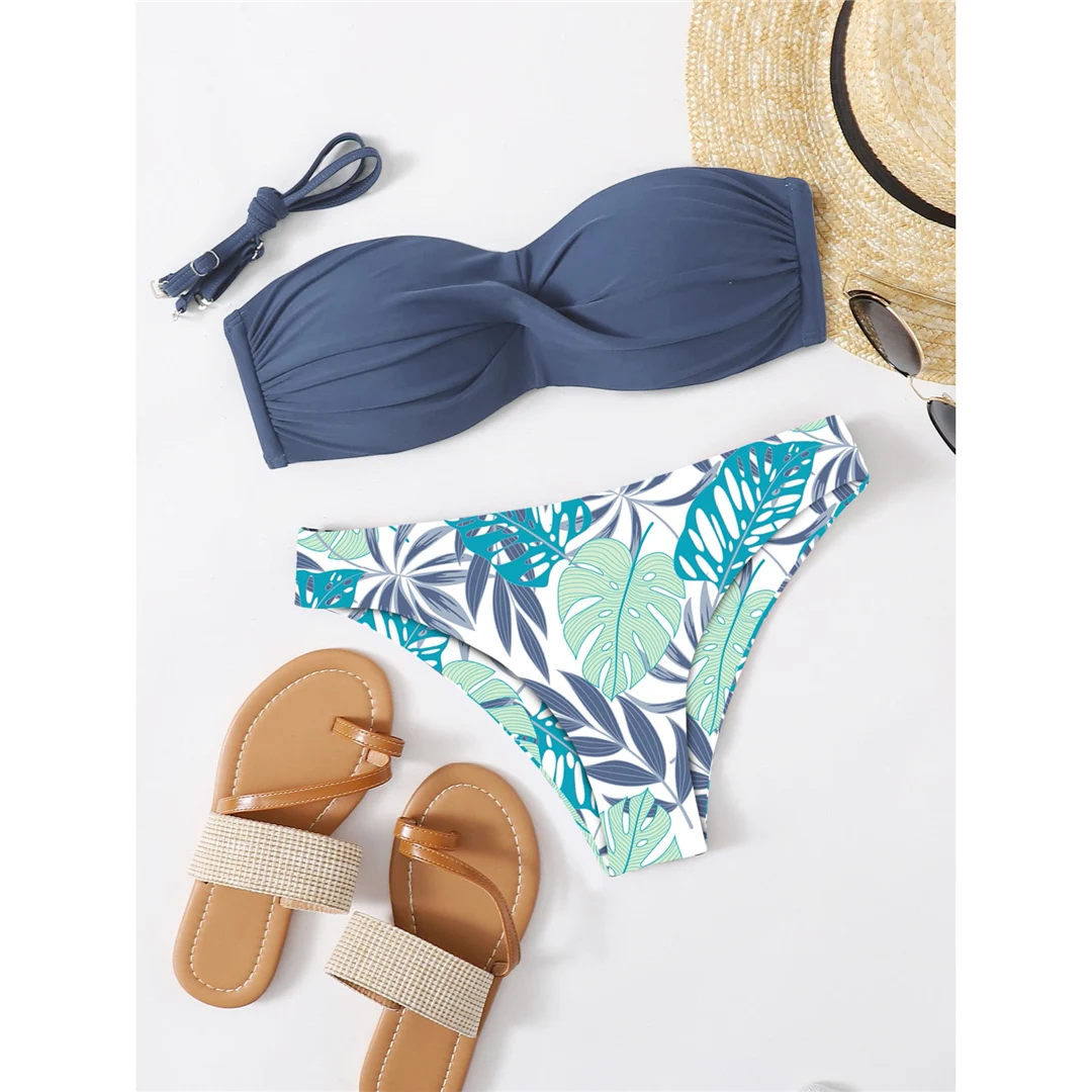 Bikini mit Blumenmuster, Push-up-Badeanzug, Damen-Badebekleidung, zweiteiliges Bikini-Set mit BH-Einlagen, Badeanzug, Badebekleidung, Modell V6296. – Detail 32