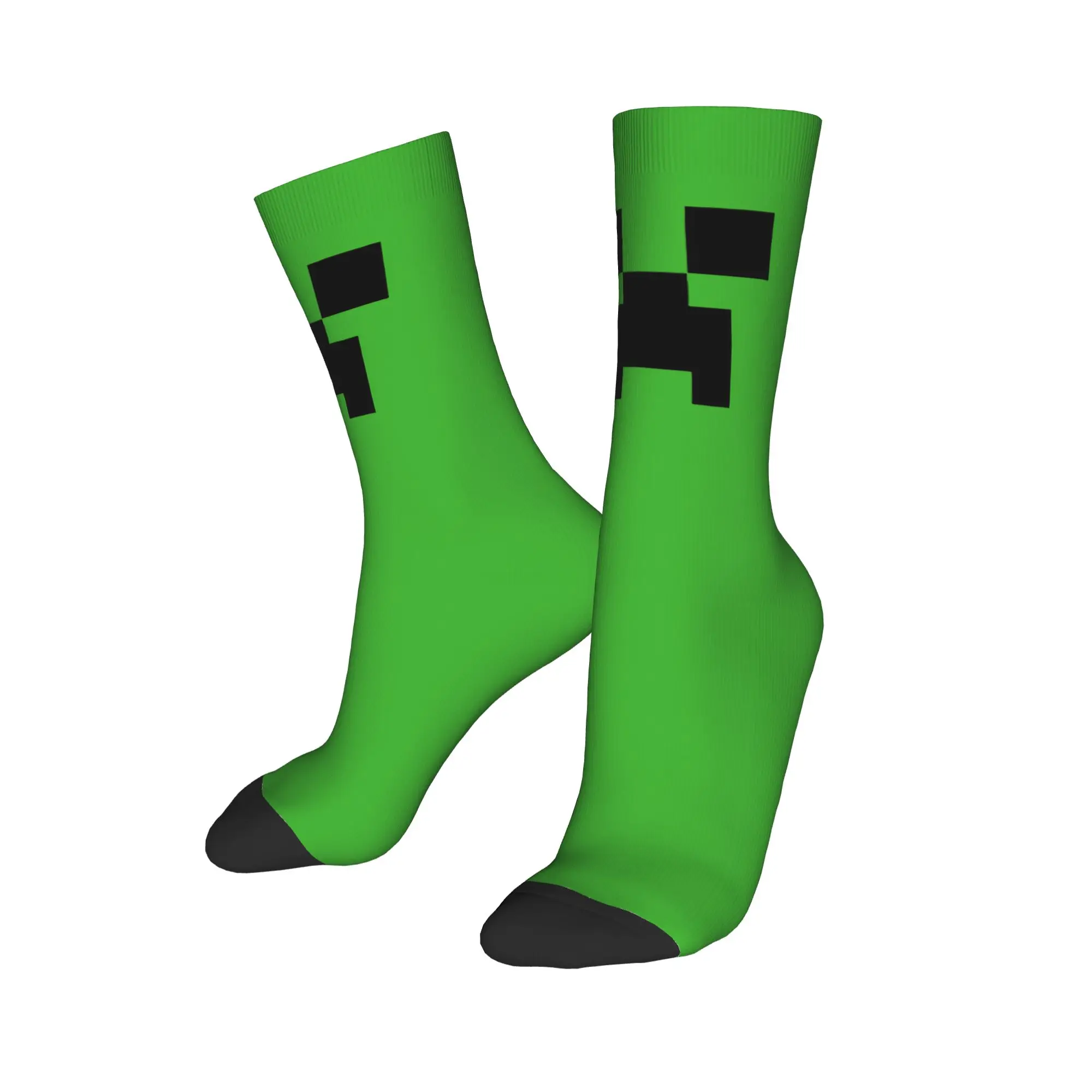 Autumn Winter Retro Men's Women's Pixel Game Creepers Socks  Breathable Basketball Socks