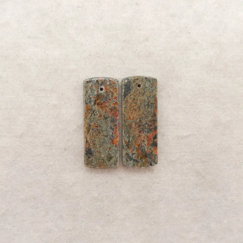 

Пара прямоугольных серег из океанской яшмы, натуральный многоцветный драгоценный камень, землистые узоры 34x13x4 мм-7,5 г