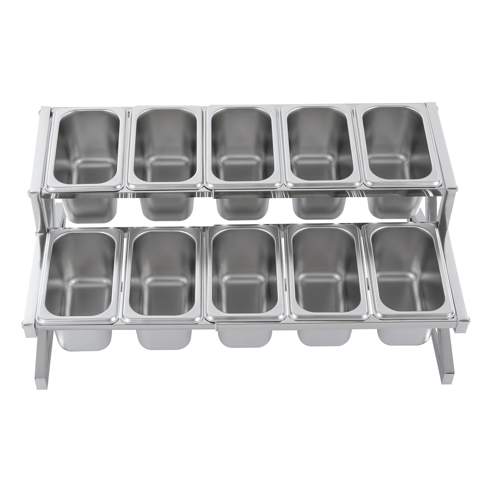 

10-Tier Condiment Dispenser Spice Pan with Rack Organizer Buffet Basin Storage Seasoning Box Milk Tea Shop (14-25.6 Inch)