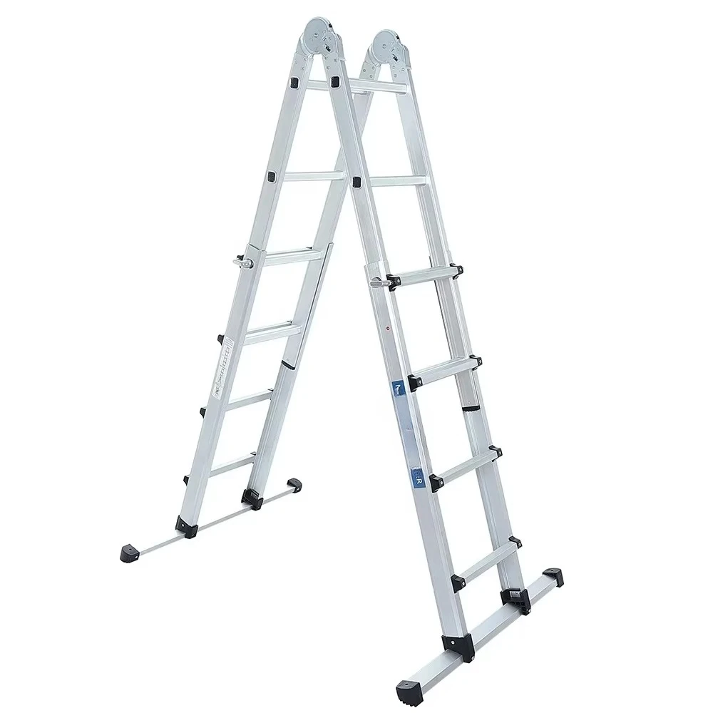 Tripod Stairs Loft Foldable Escape Telescopic Ladder Hinged Platform Workbench Triple scaffold 4X4 with stabilizer