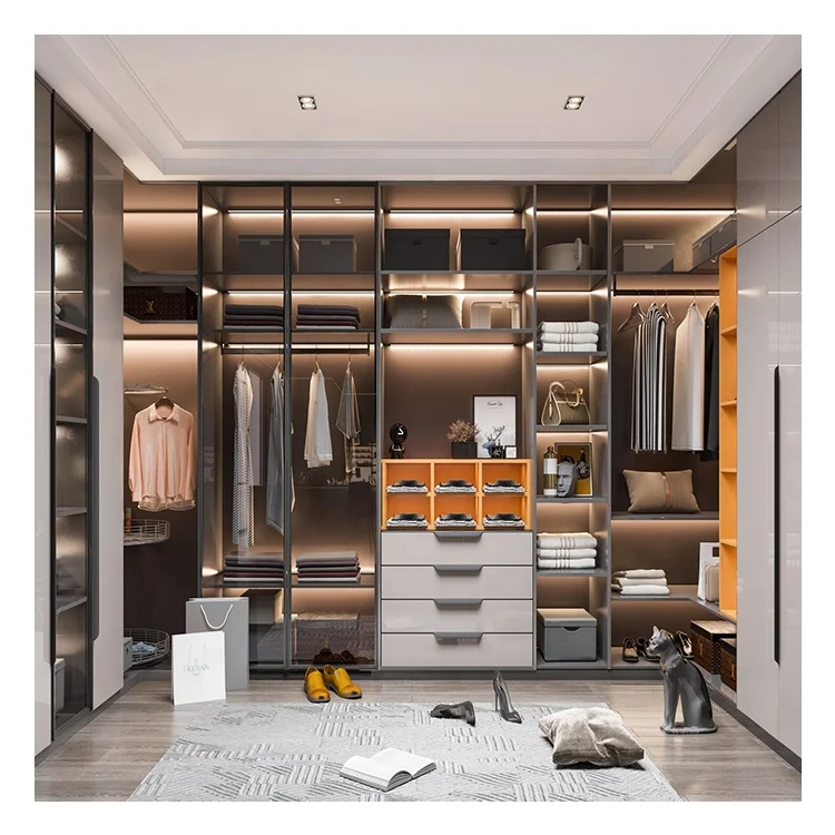 

Wooden design modern bedroom walk in closet wardrobe warehouse furniture