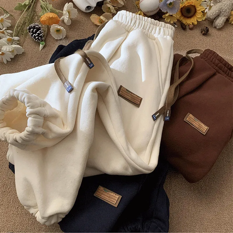 

Мужские повседневные брюки из овечьего вельвета на флисовой подкладке, свободного кроя, ультракомфортные, теплые зимние спортивные брюки, повседневные свободные брюки с манжетами