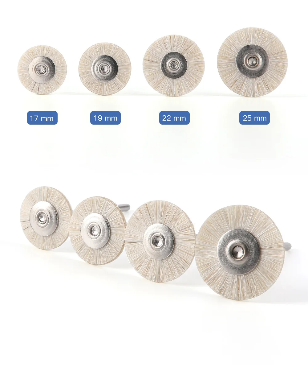 10 Stück Dental-Polierbürsten, weiß/grau, Ziegenhaar, 17/19/22/25 mm, extra weich, für Zahnarzt-Polierer mit niedriger Drehzahl – Detail 8