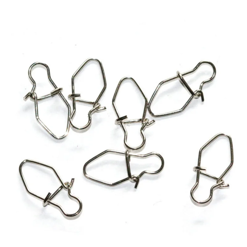 100Pcs/Lot Stainless Steel Fishing Swivel Fast Snap Split Rings Connector Duo Lock Fast Snaps Fishing Accessories Tackle Pesca