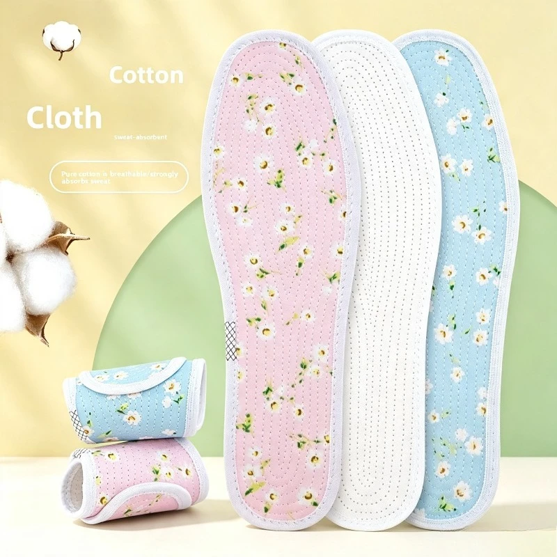 Ladies Daily Shoe Inserts Multi-layer Pure Cotton Edge Wrapped Insoles Breathable Sweat Wicking Anti Odor