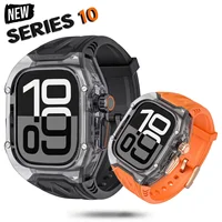 Kit de modificación transparente para Apple Watch 10, 9, 8, 7, 46mm, 49mm, 40mm, 41mm, 44mm y 45mm, correa + funda para iWatch Series 6 4 Ultra2