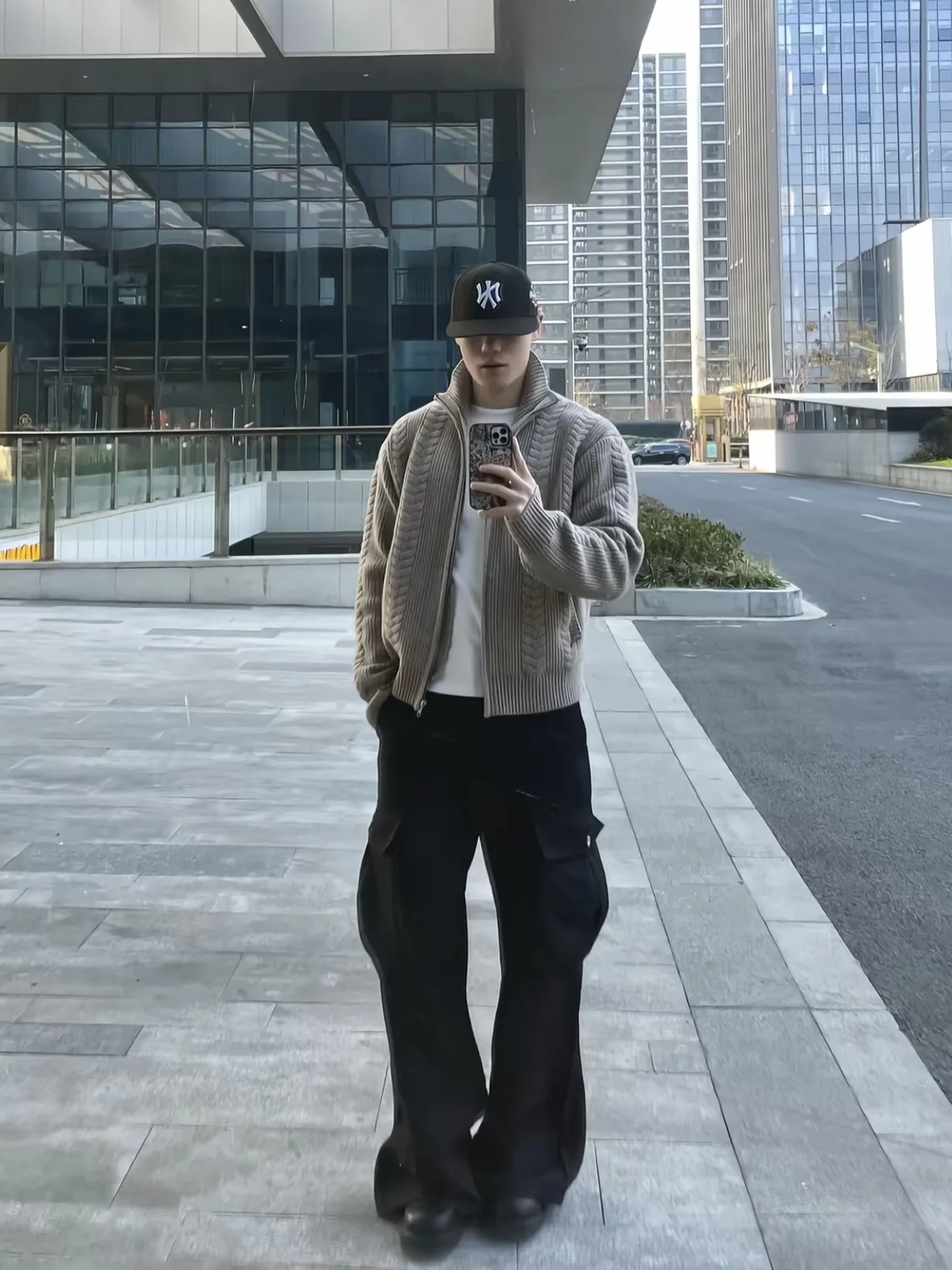 

Мужской зимний вязаный кардиган на молнии с высоким воротником, свободного кроя, из полиэстера, с длинными рукавами, теплый, повседневный, однотонный свитер