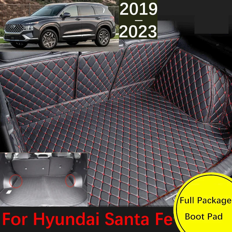 

Leather Car Trunk Mat For Hyundai Santa Fe TM 2019 2020 2021 2022 2023 5seat Cargo Liner Carpet Interior Parts Accessories Cover