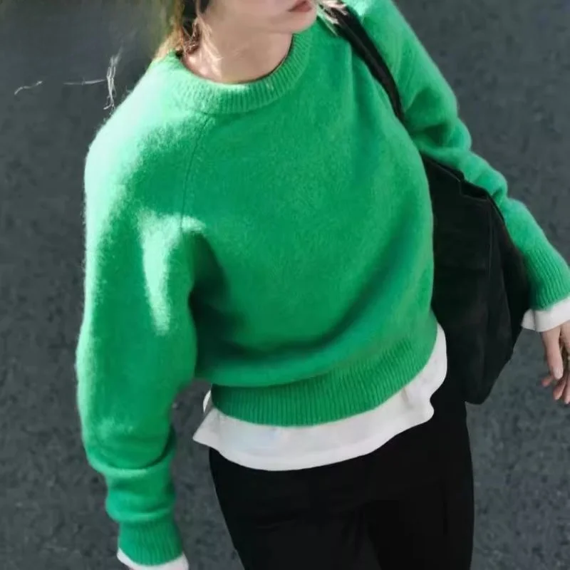 

een oulder-Inserted Long Sve Soft Knitted Sweater New Autumn Winter Women's Faion Casual Comfortable Polyester Fiber