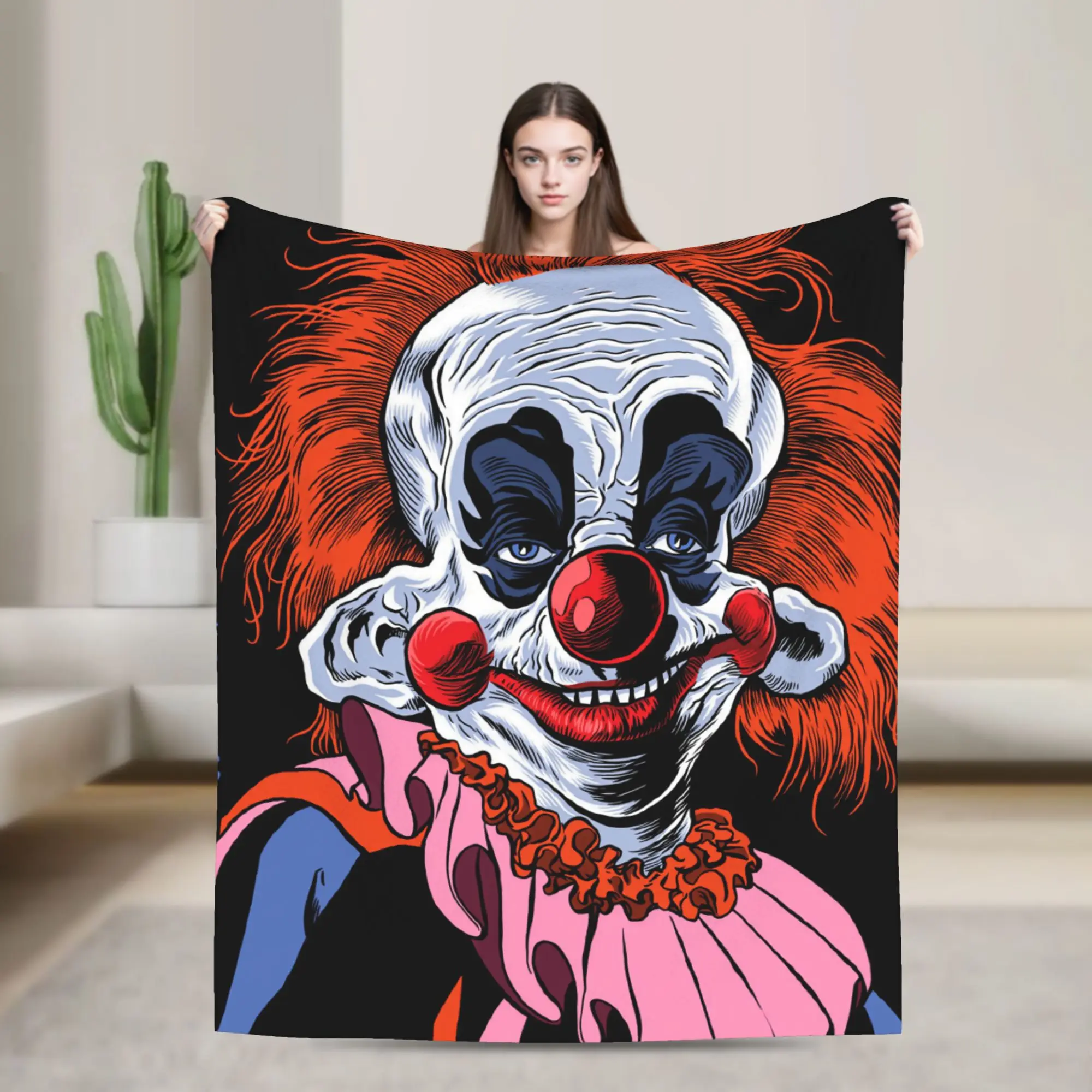 Killer Klowns From Outer Space Wax Blanket Travel Office Flannel Throw Blanket For Couch Chair Sofa Bed Warm Soft Bedspread Gift