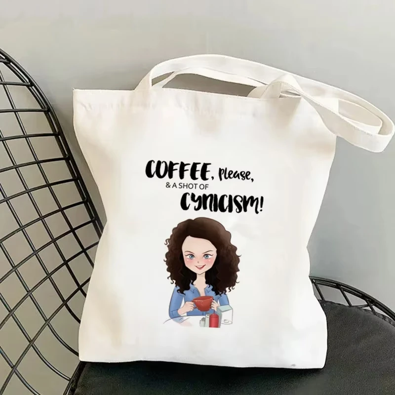 

I Drink Coffee Like A Gilmore Girl Printed Shopper Female Canvas Casual Tote Bag Harajuku Handbag Shoulder Women Shopping Bags