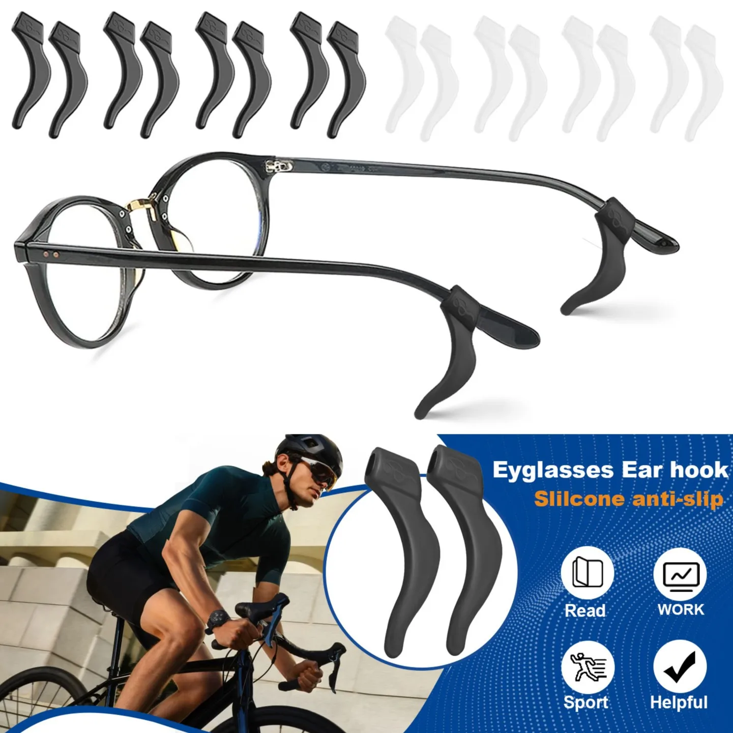 40 Pairs Eyeglass Ear Grips Anti-slip Holder, Silicone Ear Hook, Glasses Ear Grip Sleeve Retainer for Sports, Sunglasses, Readin view 4