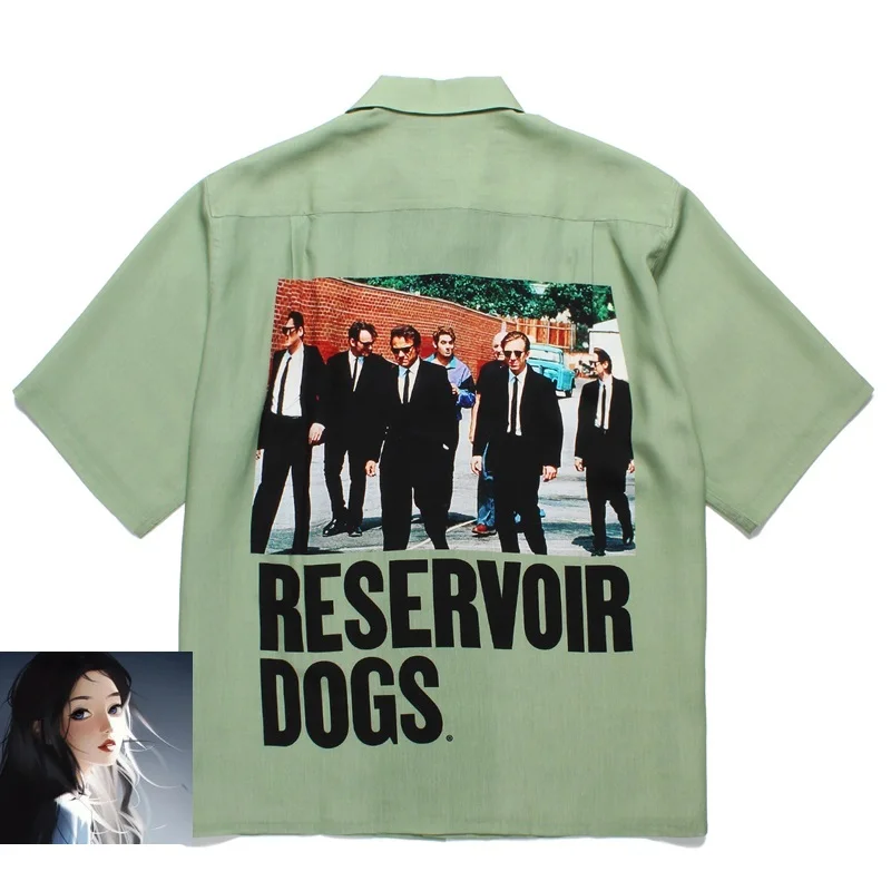 Japanese Green Short Sleeve Shirts RESERVOIR DOGS Movie Print Tee Men Women High Quality Loose Hawaii Shirt Streetwear T-shirt