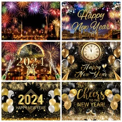 Happy New Year Backdrop for Photography New Year Eve Sparklers Fireworks Celebrate Party Family Christmas Photo Background Decor