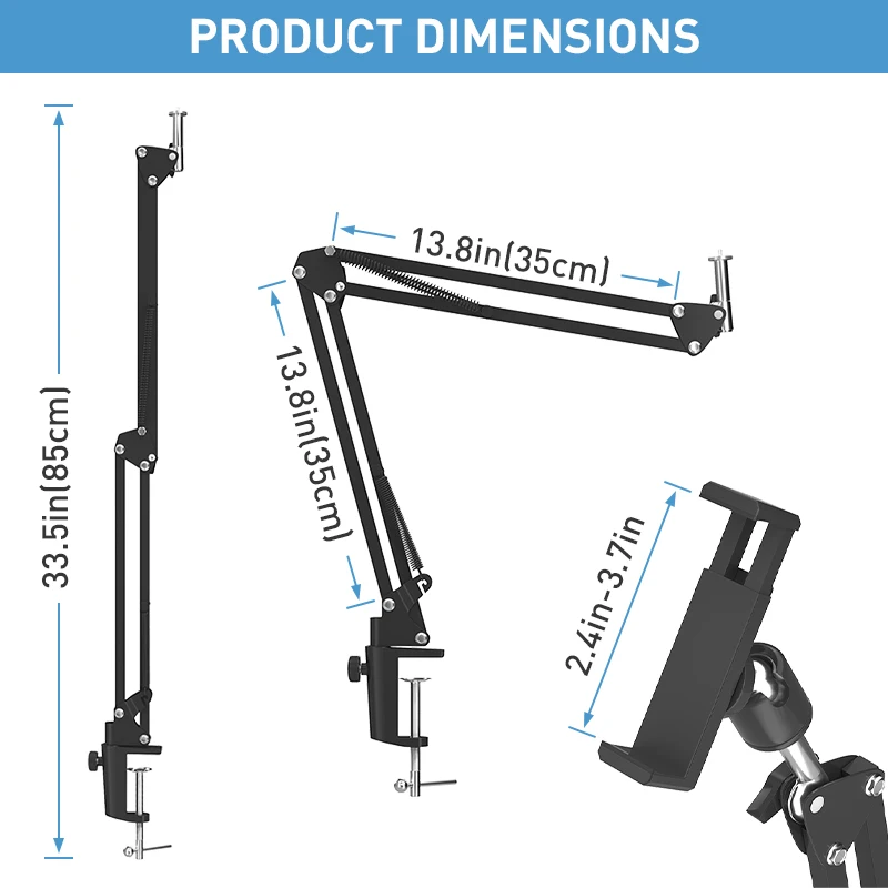 Photography Boom arm stand for ring light Cell Phone Holder Flexible Goose Neck Type Tripod for Photo camera ,lights Mic,video