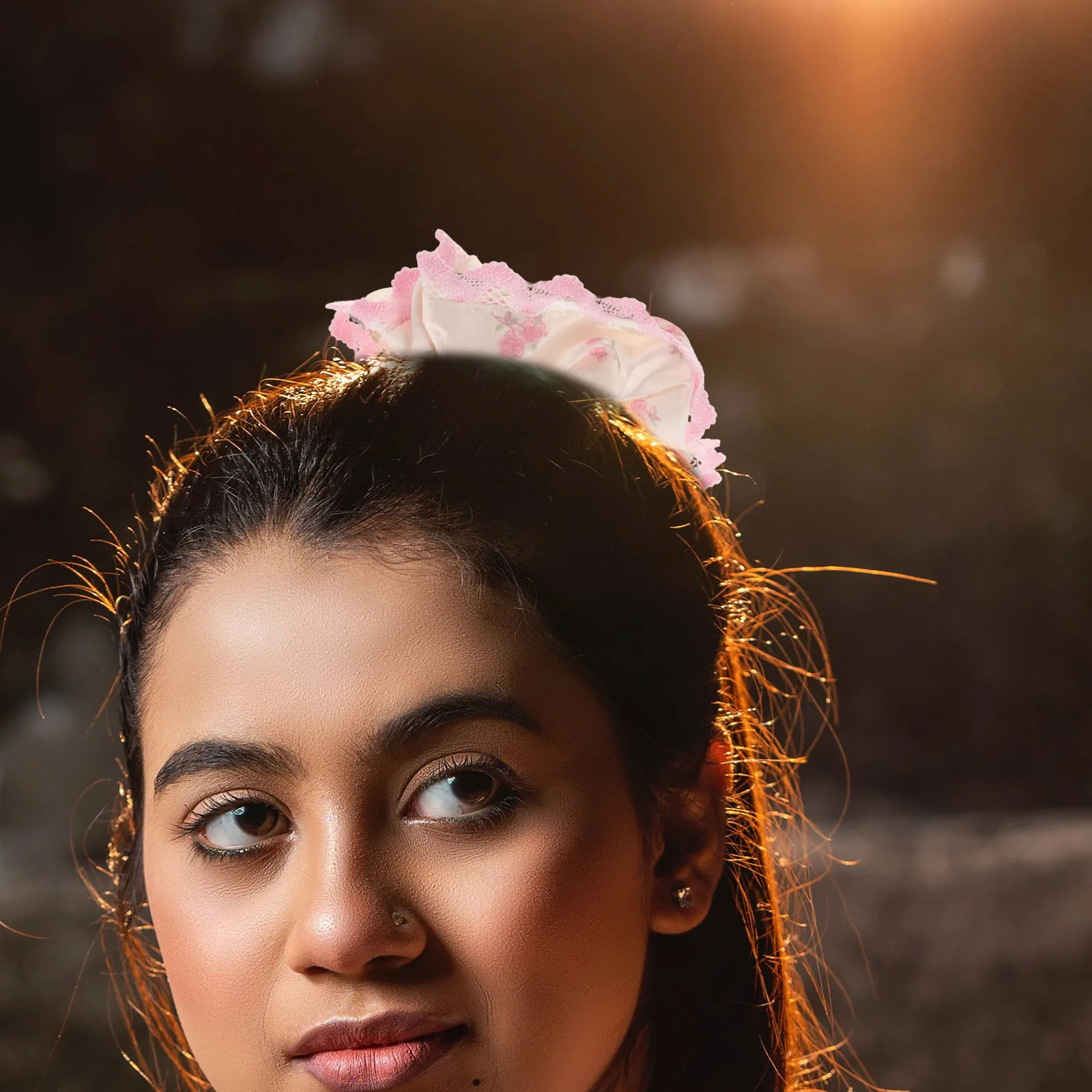 

2 шт., кружевные резинки для волос из искусственного шелка с цветочным принтом, розовые атласные резинки для волос, милые модные аксессуары для женщин и девочек, атласные резинки для волос