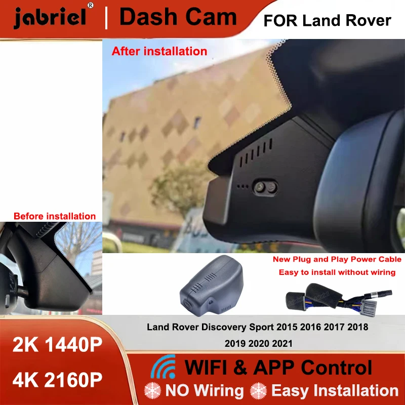 

Видеорегистратор Jabriel Dash Cam 2K 4K с Wi-Fi, Plug and Play, для Land Rover Discovery Sport 2015-2021 годов выпуска