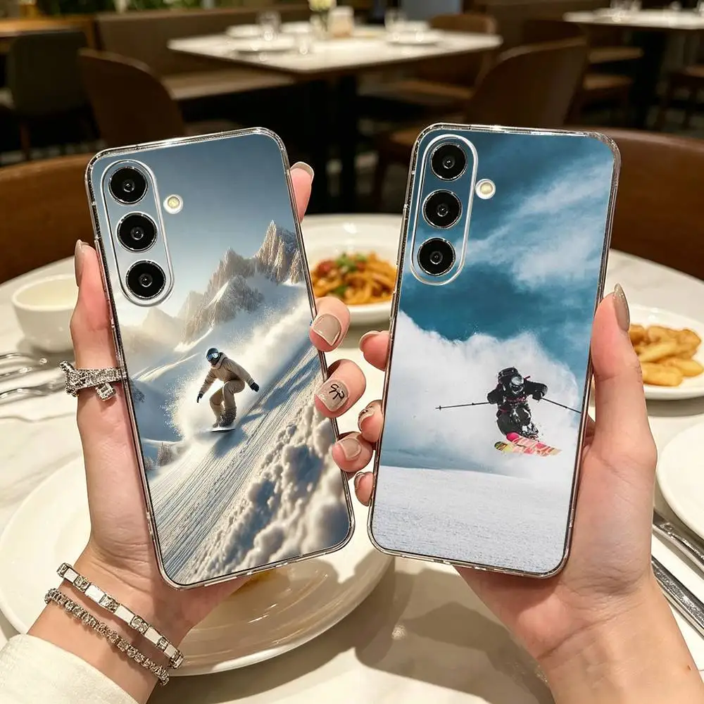 POP sport Skiing-Life of Ice Clear Hard Phone Case For Samsung A71, A70, A52, A51, A40, A30,Transparent Cover