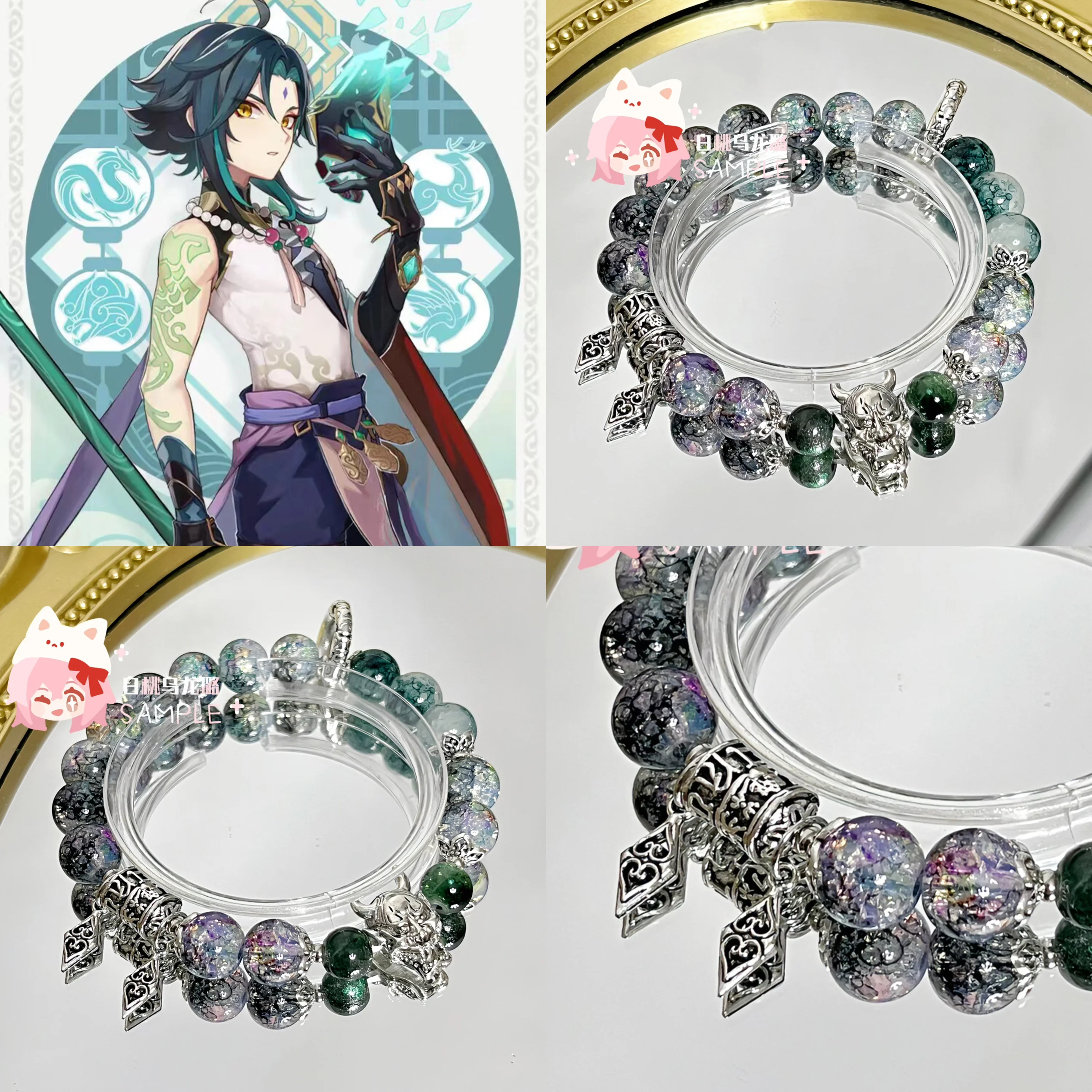 

Anime Genshin Impact Xiao Cosplay Ornament Accessories Jewelry Handmade Bracelet Mascot Souvenir Fan Display Xmas Halloween Gift