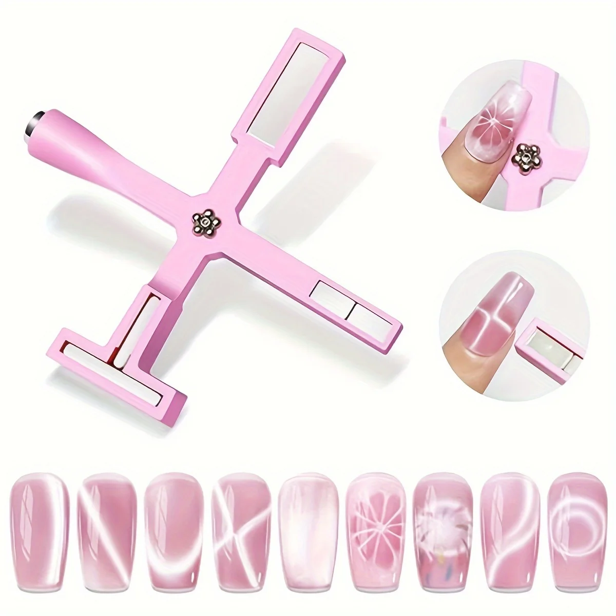 YIKOOLIN 5-in-1 Nail Art Magnet Stick Multi-Function Cat Eye Gel Tool for Manicure Design Strong Magnet for Nail Gel Polish