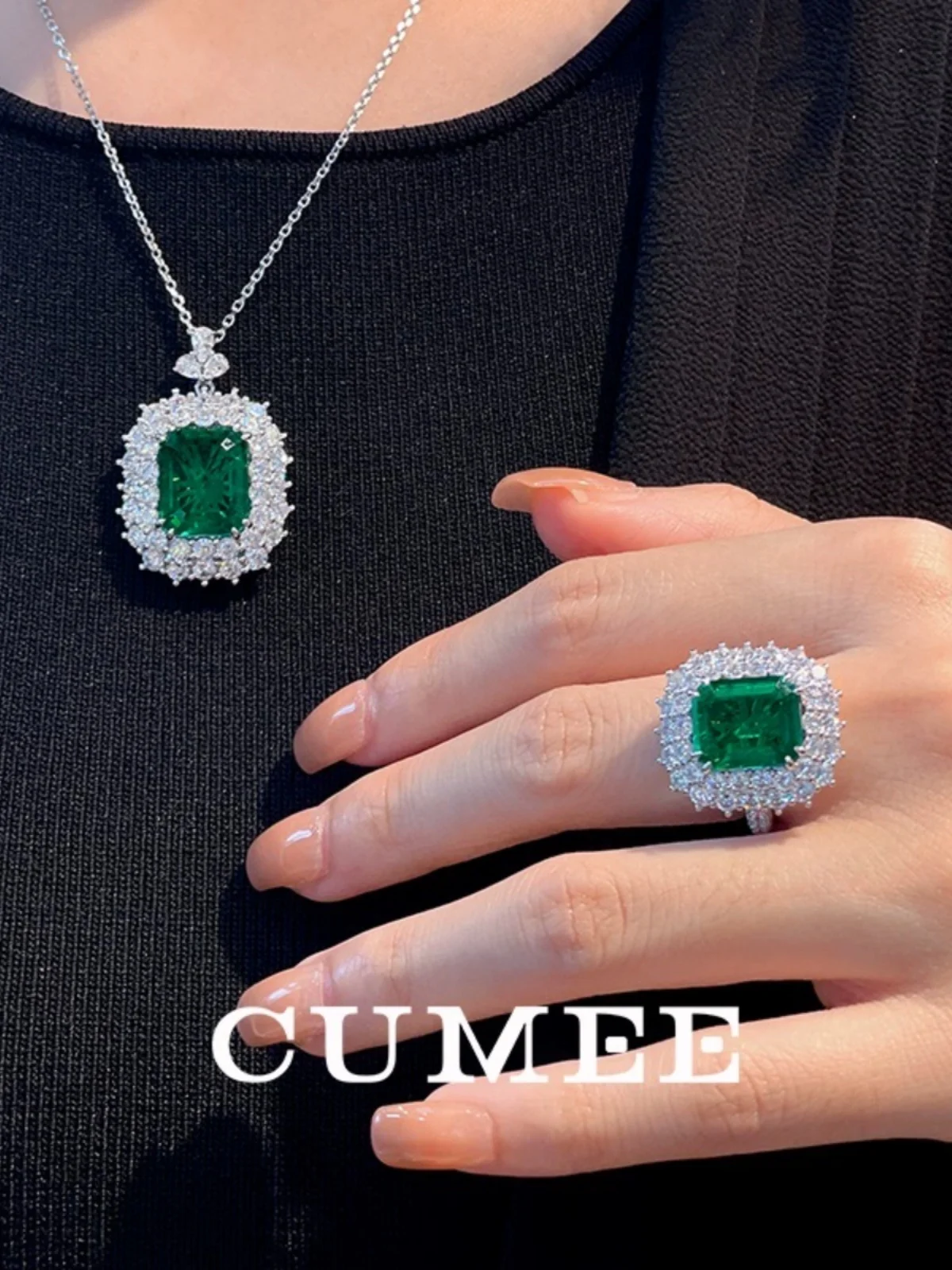 Cumee Fashionable Cultivation Emerald Synthetic Stud Earrings for Women Girls. 925 Silver and Gold Plated