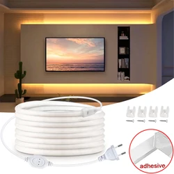 Tira de luces LED COB de 220V, lámpara Flexible superbrillante para exteriores, resistente al agua, con enchufe europeo para cocina, iluminación de jardín