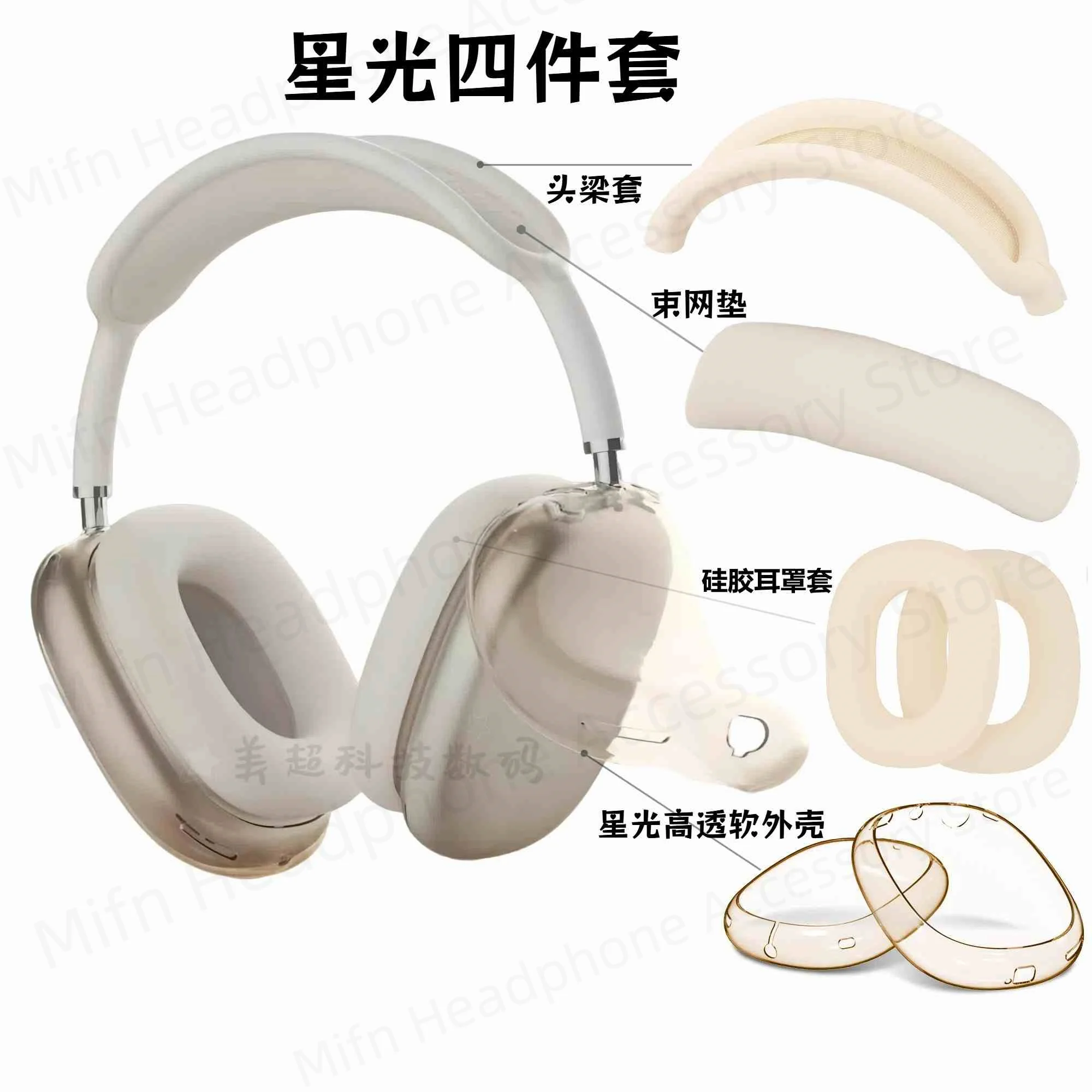 

Защитный чехол Starlight для AirPods Max USB-C (2024), устойчивый к царапинам, защищенный от пота амбушюр, чехол/чехол для ушных чашек/чехол на голову