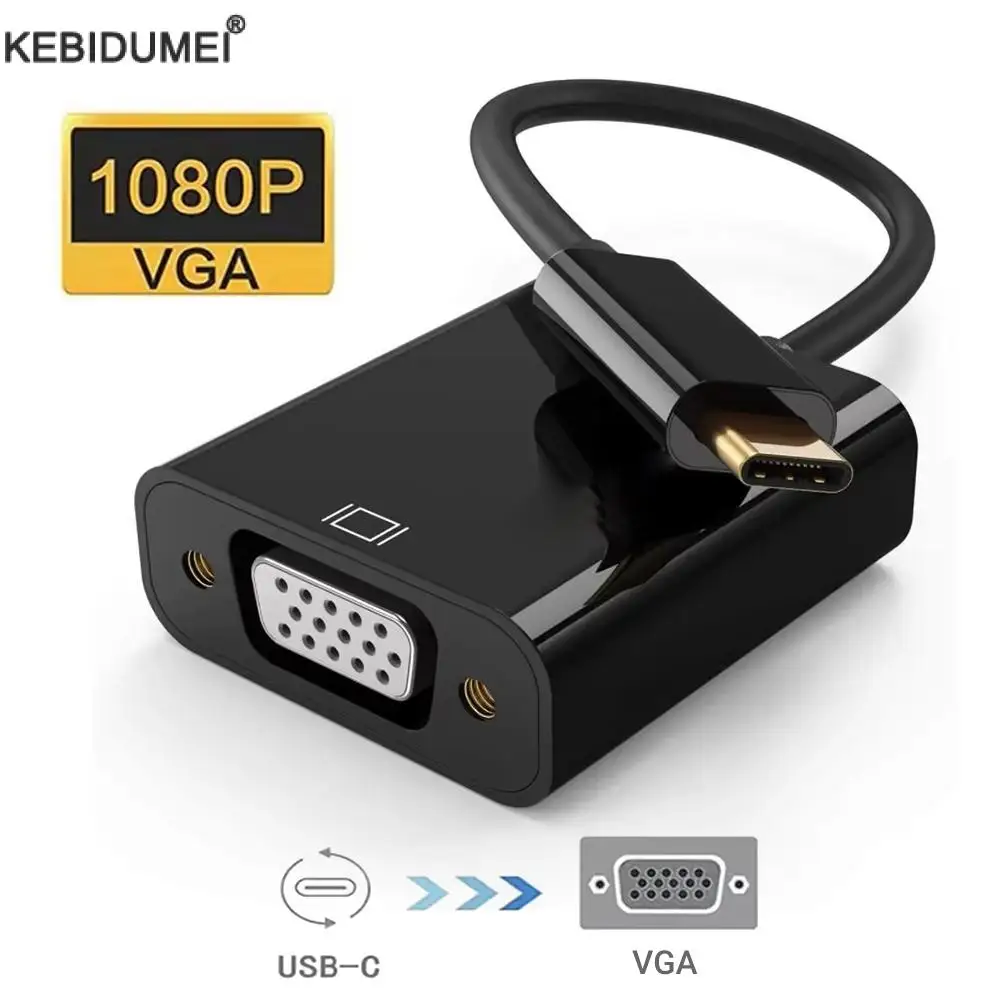 TYPE C to Female VGA Adapter Cable USB-C USB 3.1 to VGA Adapter For Laptop MacBook PC Monitor Projector