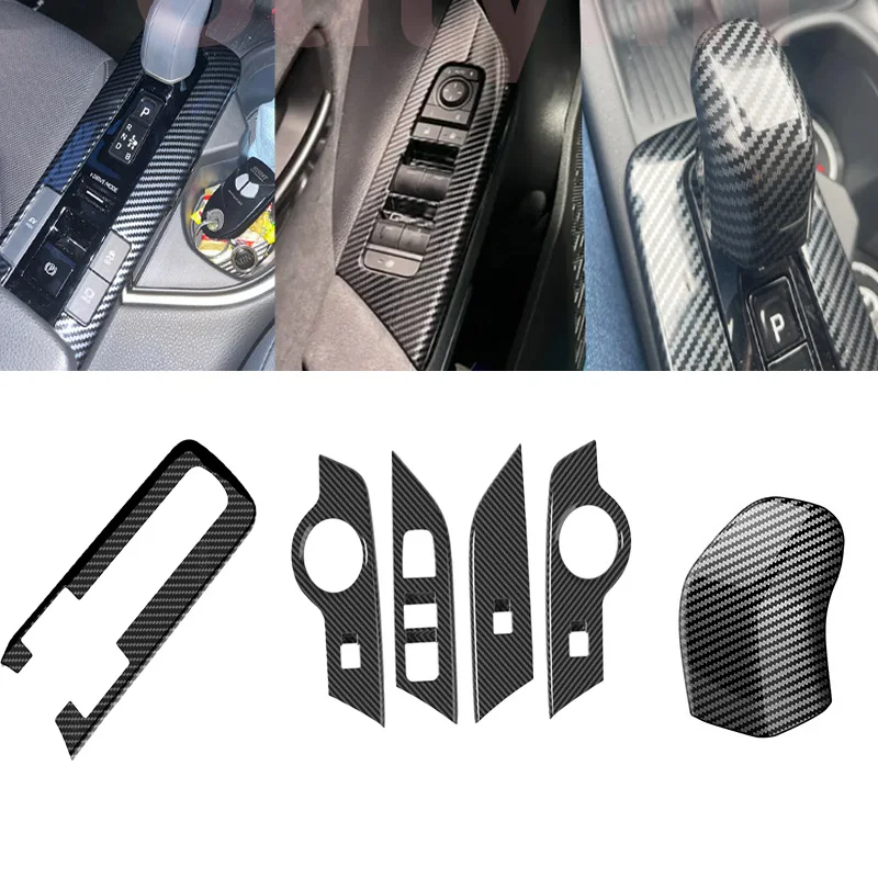 Couvercle de panneau Konb de changement de vitesse en Fiber de carbone ABS, garniture de commutateur de lève-vitre, bouton de commande, accessoires pour Toyota CHR C-HR 2024 2025