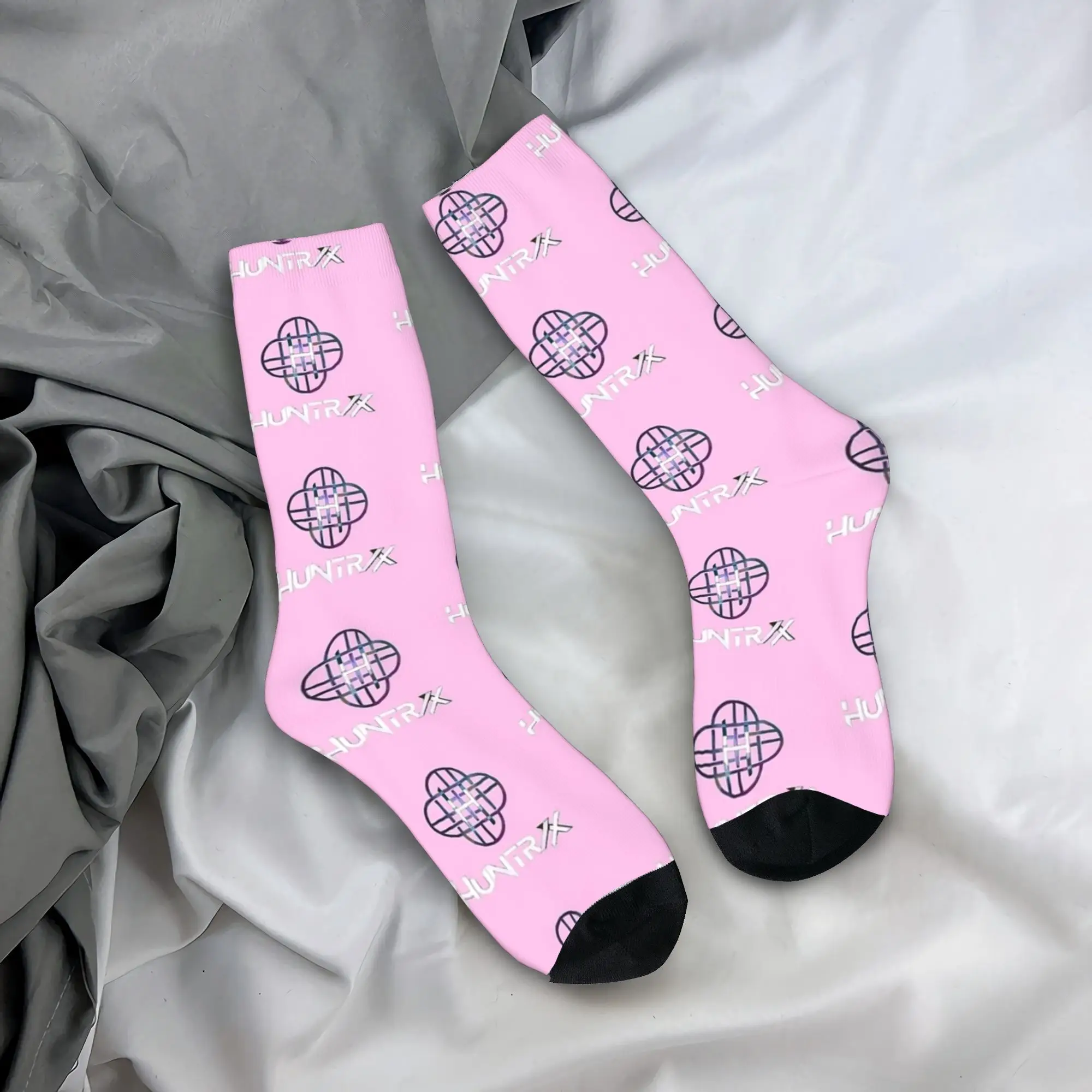 

Huntrix Pink Logo Socks Anti Skid Stockings Men's Comfortable Running Socks Winter Kawaii Printed Socks
