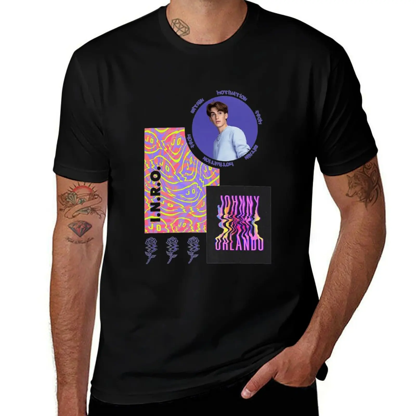 

Johnny Orlando Collage T-Shirt luxury designer shirts graphic blue lock Clothing shirts graphic tee men