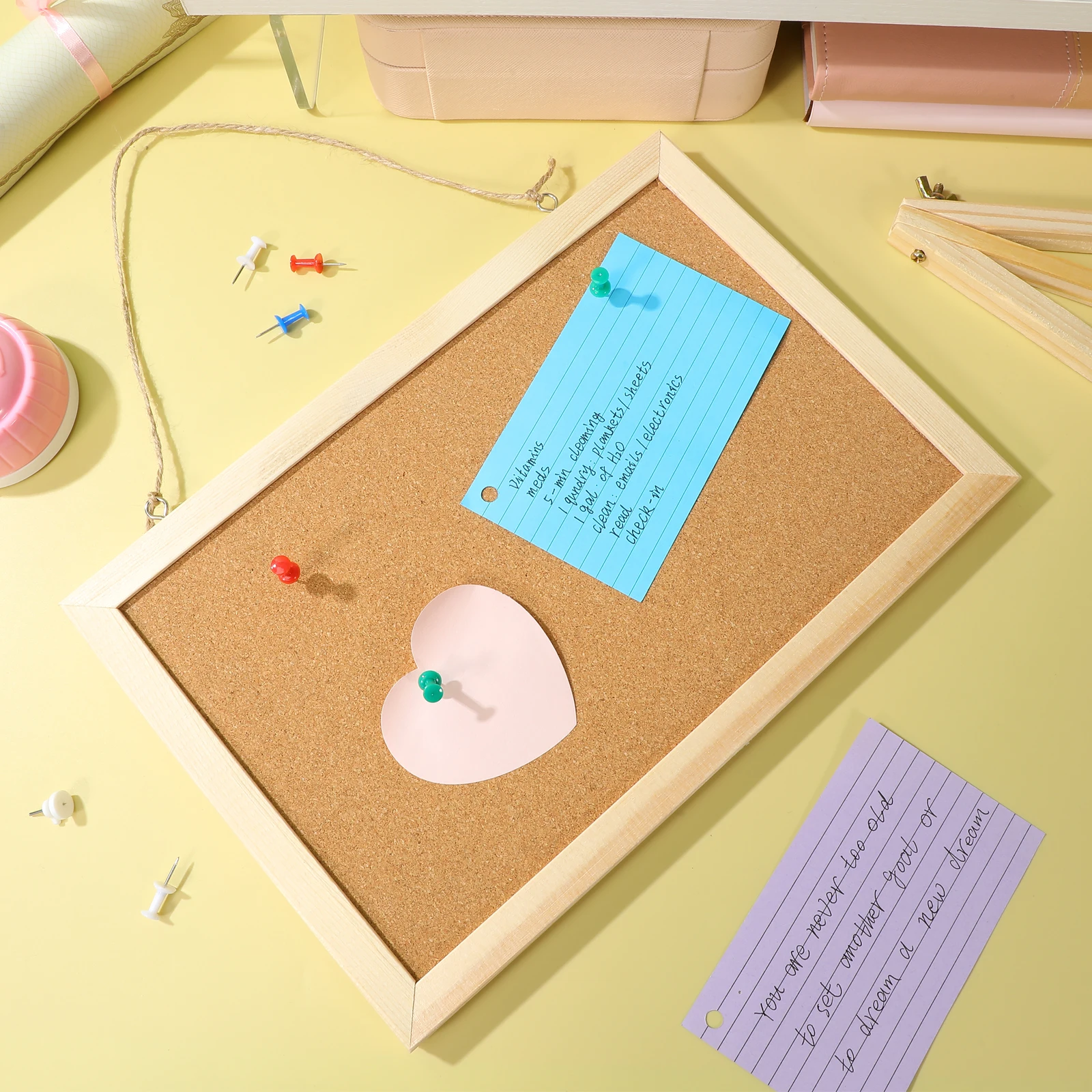 لوحة عرض الفلين مع إطار متعدد الاستخدام، رف نشرة، لوحة مذكرة مزدوجة الجانب لديكور الفصول الدراسية المكتبية #3