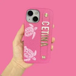 Personalized Customized Metal Name Letter Leather Case For Iphone 15 17pro max 16 14 13 Pro Max 12 11 kafr letters Luxury Covers