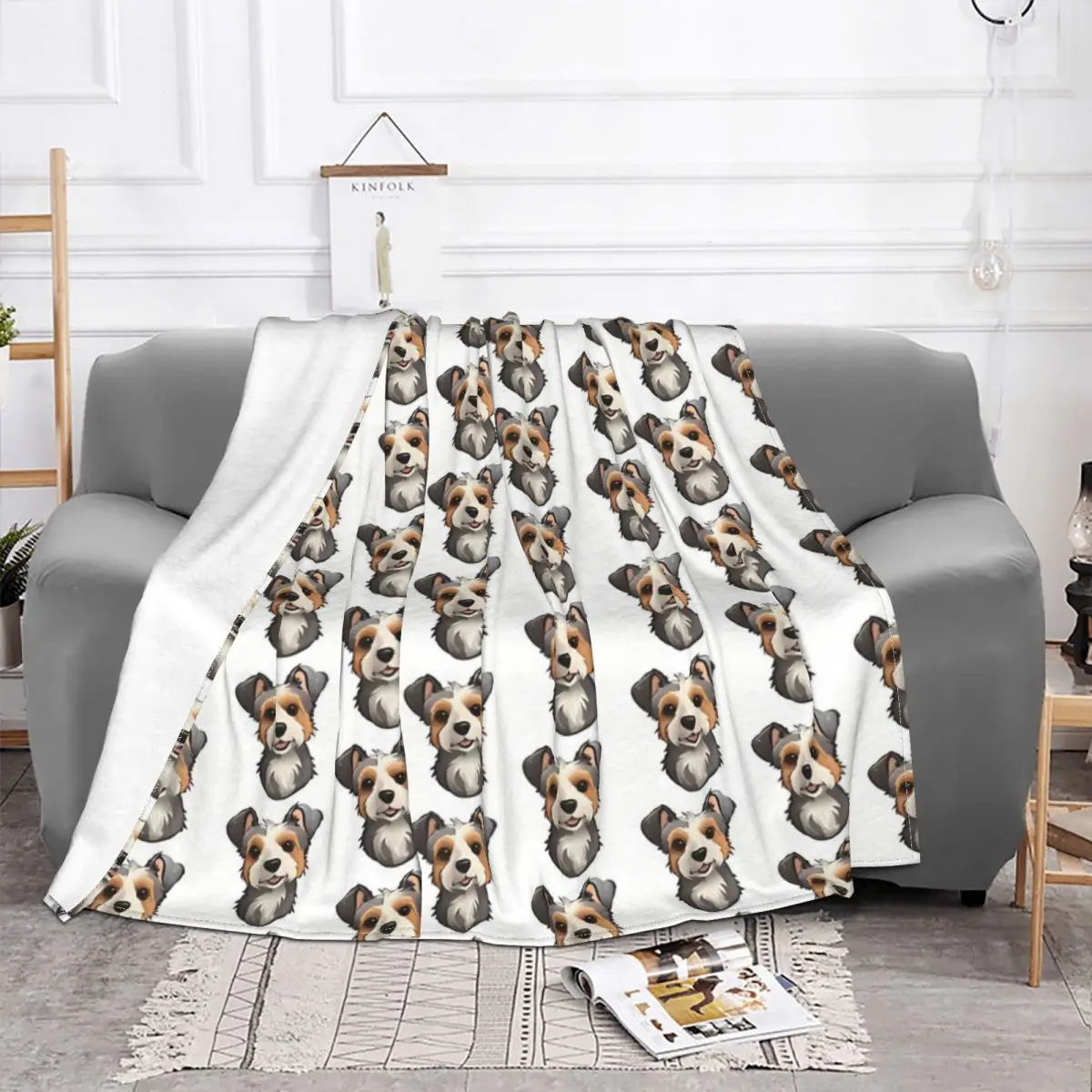 Yorkshire Cartoon Blanket Flannel Spring Autumn Terrier Multifunction Thin Throw Blankets For Sofa Travel Bedspread