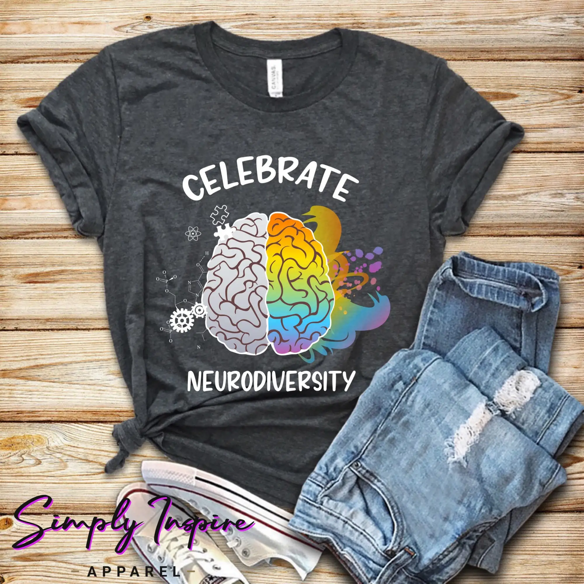 Neurodiversity T Shirt Dyslexia Awareness Raise Of Celebrate Support Autism S