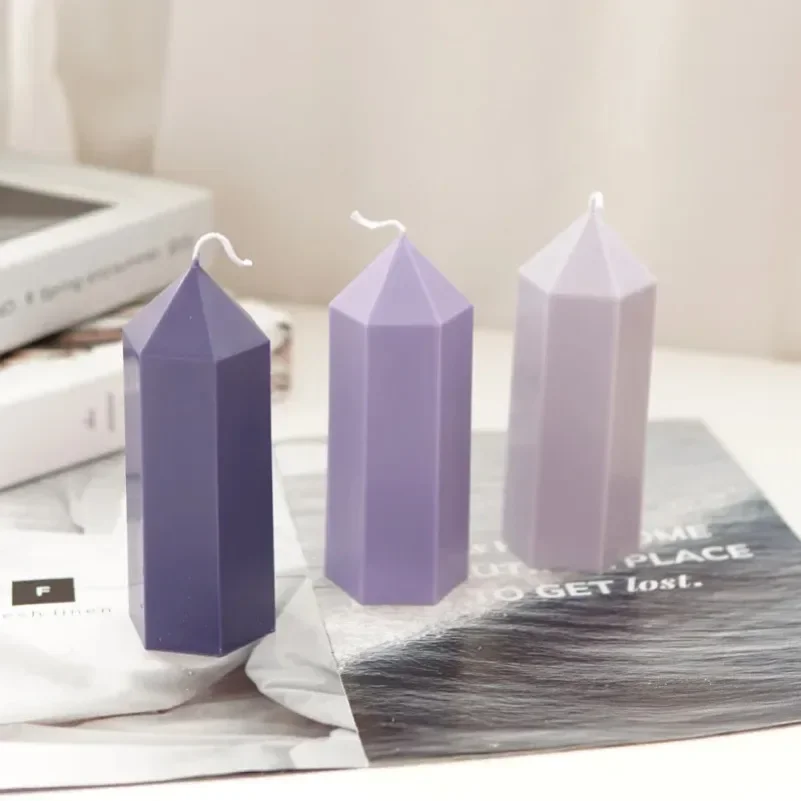 3D Peaked Hexagonal Column Candle Mold Handmade Candle Making Supplies Durable and Easy To Release Plastic Acrylic Mould Kit