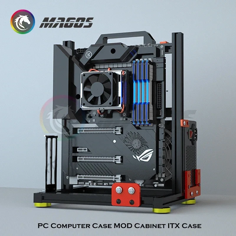 Open Type PC Gamer Cabinet Rack Personalized ITX Desktop Water Cooling MATX Aluminum Alloy Creative Support Vertical Video Card