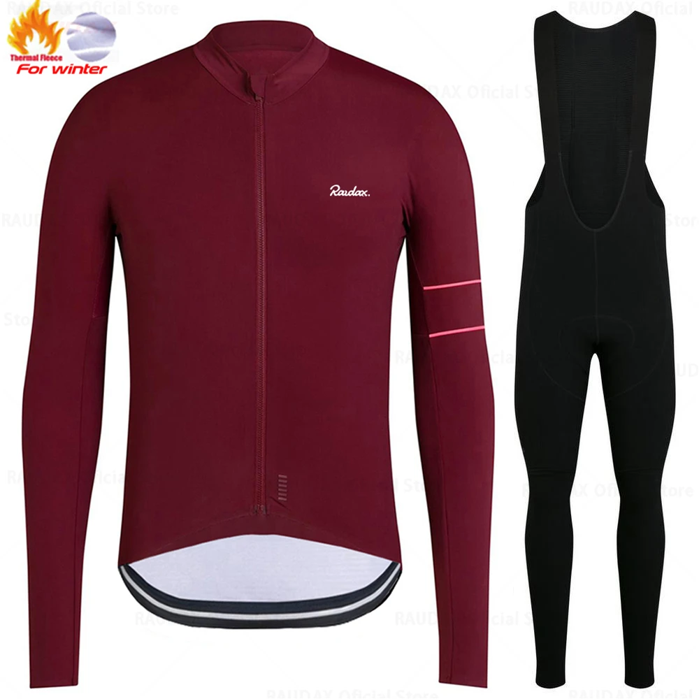 

Raudax Winter Thermal Fleece Cycling Jersey Set Racing Bike Cycling Suit Mountian Bicycle Cycling Clothing Triathlon Clothing