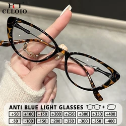 CLLOIO Street Tall Cat Eyes TR90 Myopia Glasses for Women Blue Light Blocking Reading Glasses Computer Prescription Eyeglasses