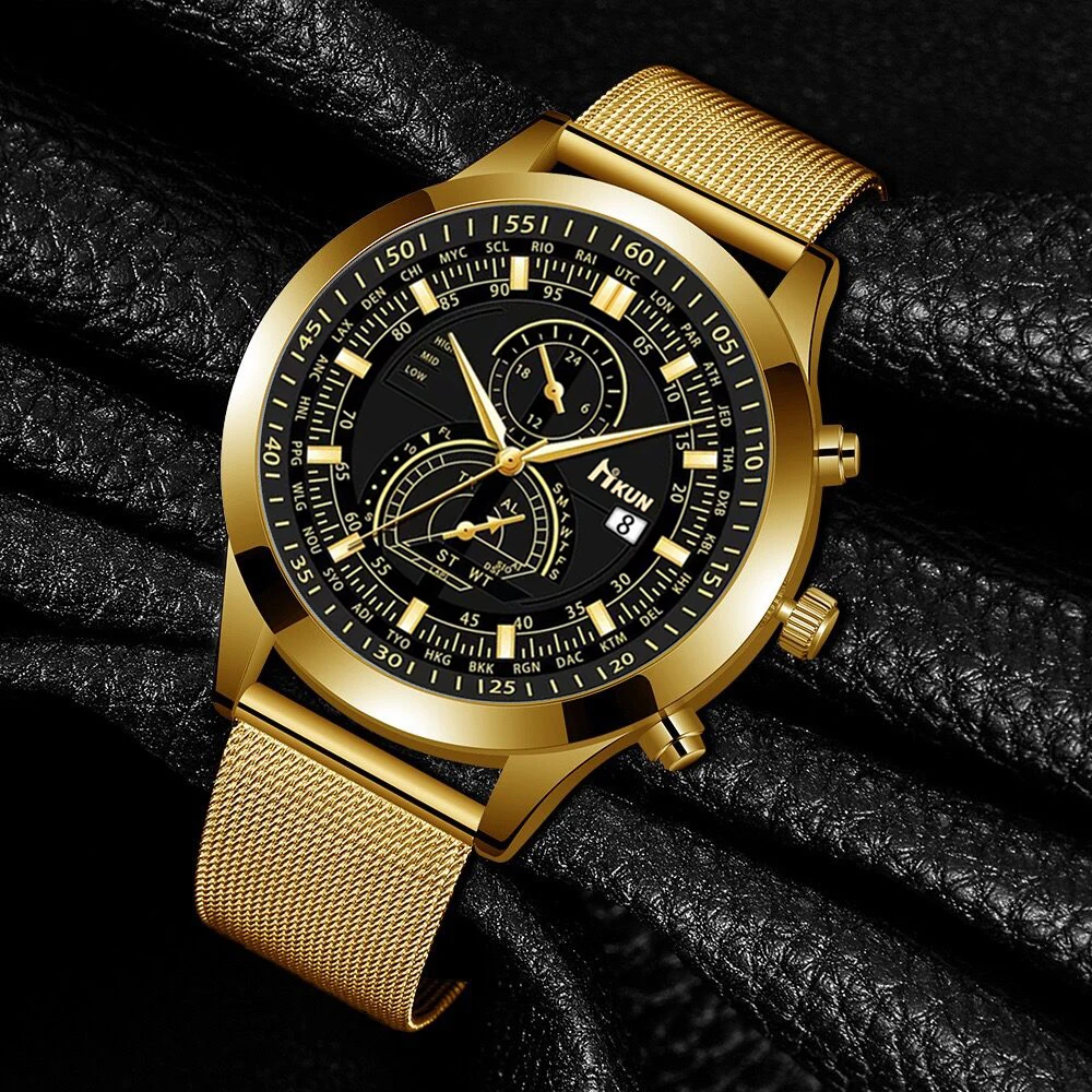 Fashionable and Personalized Men's Business Network Belt Versatile Quartz Watch
