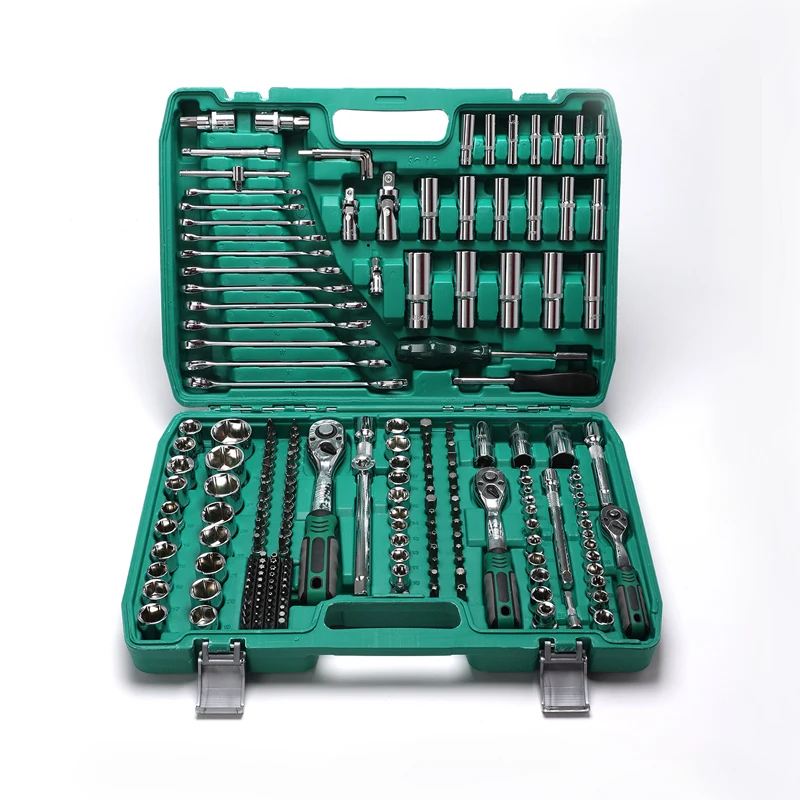 Hot Selling 216pcs Toolbox Set Multi Size Ratchet Socket Wrench Set CR-V Hand Repair Tool Kit with Plastic Storage Case