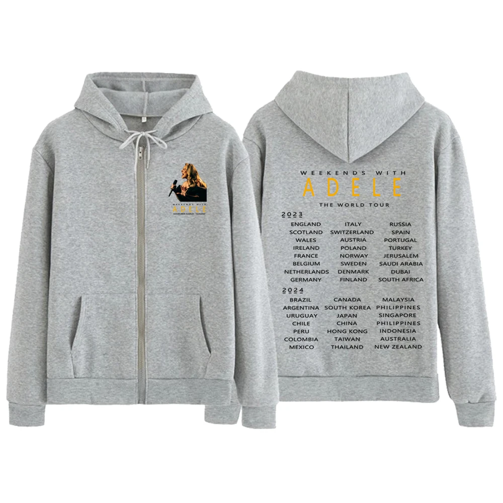 Adele Munich Tour Hoodie Jacket  Adele Zip Up Hoodies Sweatshirts Y2K Coat Gift